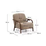 Sessel Sylo aus taupefarbener Chenille und massivem Eschenholz mit nussbaumfarbenem Finish, FSC 100 % – Bild 4