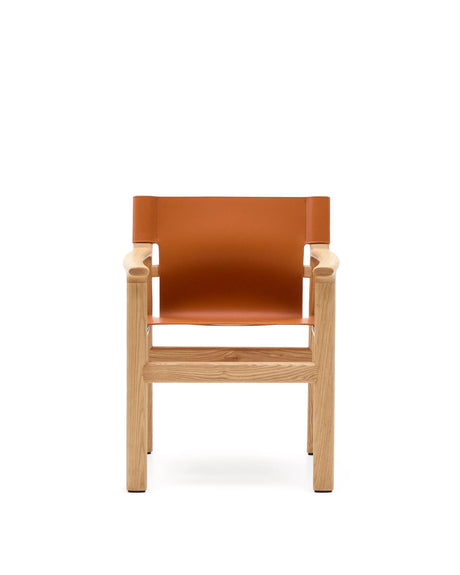 Stuhl Jan aus recycelten Lederfasern in Hellbraun und massivem Eschenholz FSC 100 % mit Finish in natürlichem Farbton – Bild 10