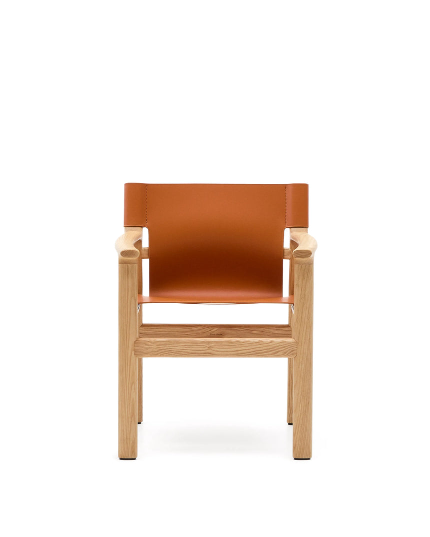 Stuhl Jan aus recycelten Lederfasern in Hellbraun und massivem Eschenholz FSC 100 % mit Finish in natürlichem Farbton – Bild 10