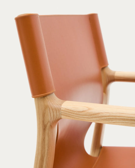 Stuhl Jan aus recycelten Lederfasern in Hellbraun und massivem Eschenholz FSC 100 % mit Finish in natürlichem Farbton – Bild 14