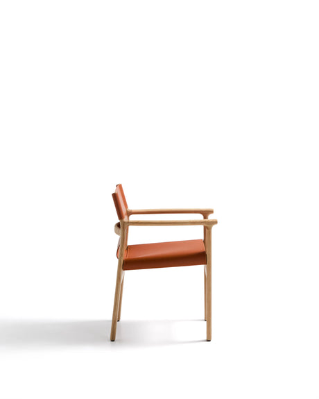Stuhl Jan aus recycelten Lederfasern in Hellbraun und massivem Eschenholz FSC 100 % mit Finish in natürlichem Farbton – Bild 8
