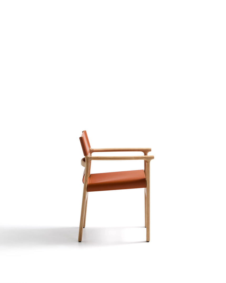Stuhl Jan aus recycelten Lederfasern in Hellbraun und massivem Eschenholz FSC 100 % mit Finish in natürlichem Farbton – Bild 8