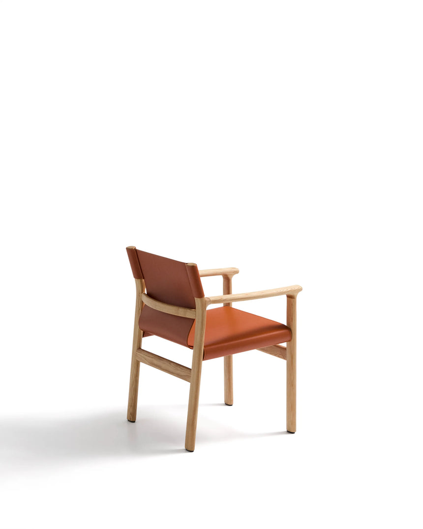 Stuhl Jan aus recycelten Lederfasern in Hellbraun und massivem Eschenholz FSC 100 % mit Finish in natürlichem Farbton – Bild 9