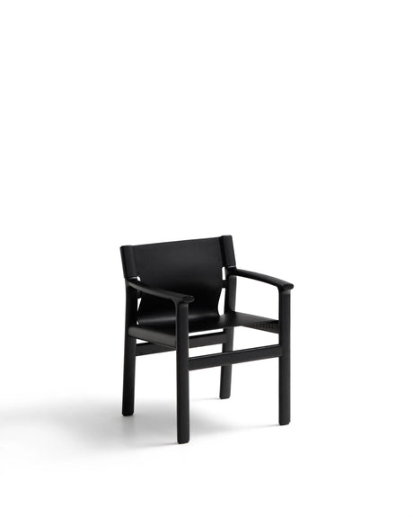 Stuhl Jan aus recycelten Lederfasern in Schwarz und massivem Eschenholz FSC 100 % mit schwarzem Finish – Bild 1