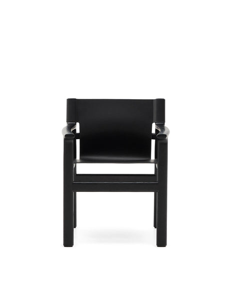 Stuhl Jan aus recycelten Lederfasern in Schwarz und massivem Eschenholz FSC 100 % mit schwarzem Finish – Bild 10