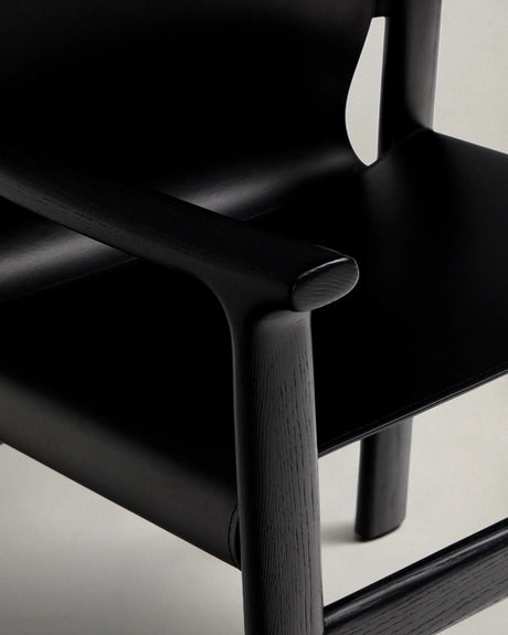 Stuhl Jan aus recycelten Lederfasern in Schwarz und massivem Eschenholz FSC 100 % mit schwarzem Finish – Bild 13