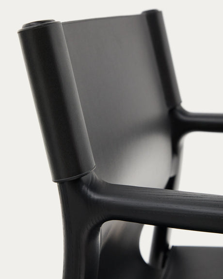 Stuhl Jan aus recycelten Lederfasern in Schwarz und massivem Eschenholz FSC 100 % mit schwarzem Finish – Bild 14