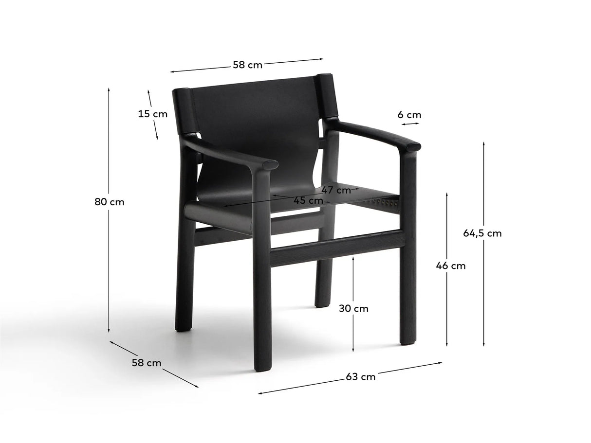 Stuhl Jan aus recycelten Lederfasern in Schwarz und massivem Eschenholz FSC 100 % mit schwarzem Finish – Bild 7