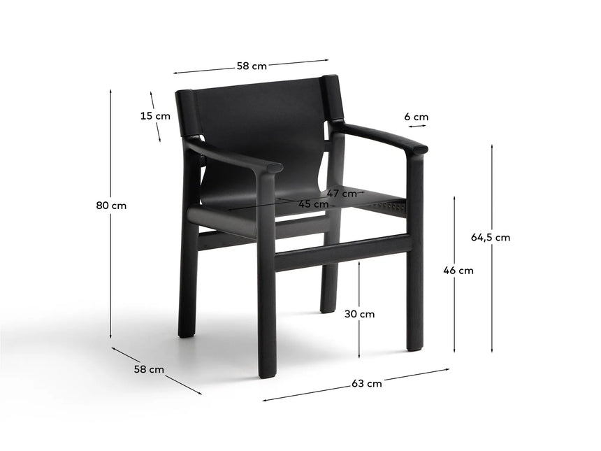 Stuhl Jan aus recycelten Lederfasern in Schwarz und massivem Eschenholz FSC 100 % mit schwarzem Finish – Bild 7