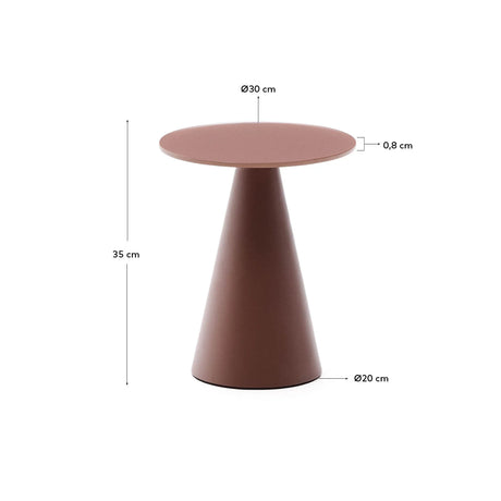 Wilshire Beistelltisch aus gehärtetem Milchglas und Stahl matt terracottafarben lackiert Ø30 cm – Bild 3
