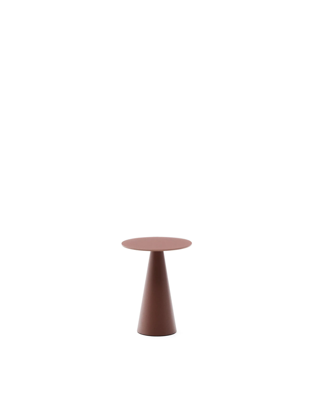 Wilshire Beistelltisch aus gehärtetem Milchglas und Stahl matt terracottafarben lackiert Ø30 cm – Bild 5