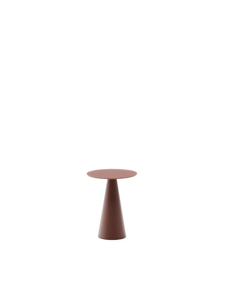 Wilshire Beistelltisch aus gehärtetem Milchglas und Stahl matt terracottafarben lackiert Ø30 cm – Bild 5