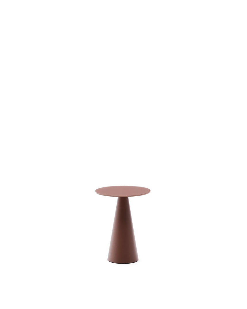Wilshire Beistelltisch aus gehärtetem Milchglas und Stahl matt terracottafarben lackiert Ø30 cm – Bild 5