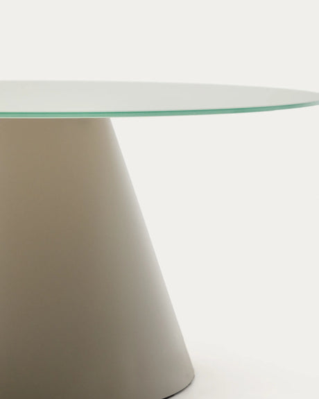 Wilshire Couchtisch aus gehärtetem Glas und Metall matt grau lackiert Ø 80 cm – Bild 2