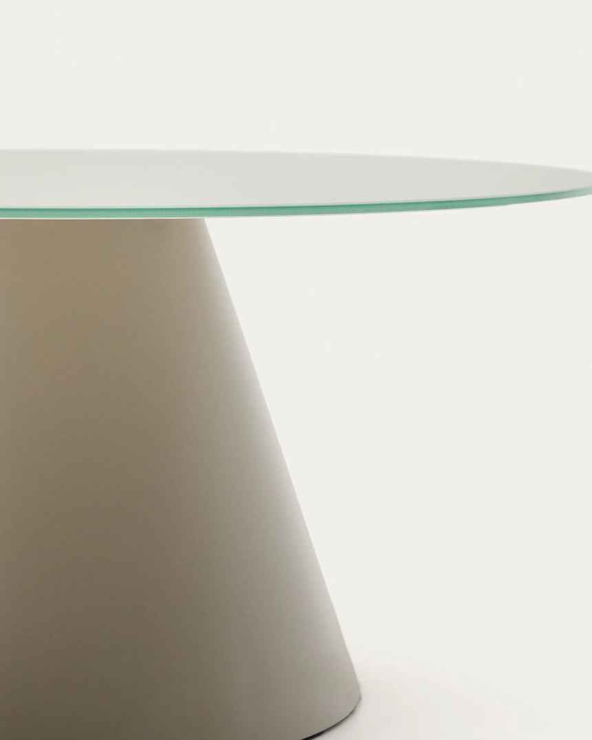 Wilshire Couchtisch aus gehärtetem Glas und Metall matt grau lackiert Ø 80 cm – Bild 2