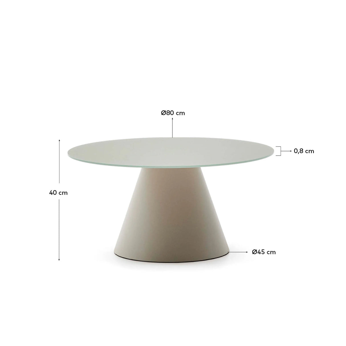 Wilshire Couchtisch aus gehärtetem Glas und Metall matt grau lackiert Ø 80 cm – Bild 3