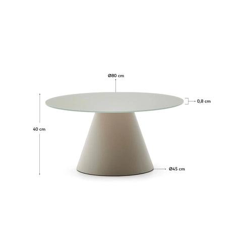 Wilshire Couchtisch aus gehärtetem Glas und Metall matt grau lackiert Ø 80 cm – Bild 3