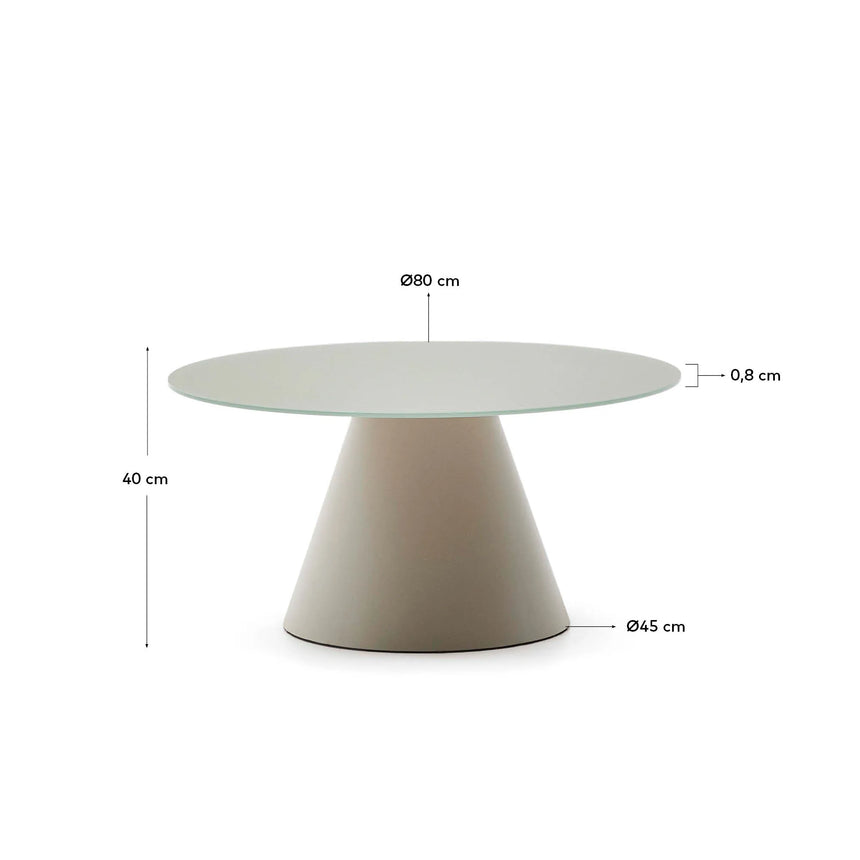 Wilshire Couchtisch aus gehärtetem Glas und Metall matt grau lackiert Ø 80 cm – Bild 3