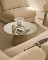 Wilshire Couchtisch aus gehärtetem Glas und Metall matt grau lackiert Ø 80 cm – Bild 4