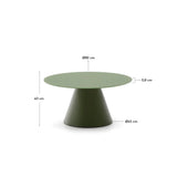 Wilshire Couchtisch aus gehärtetem Milchglas und Stahl matt grün lackiert Ø80 cm – Bild 3