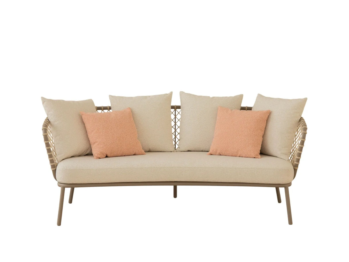 2-Sitzer Gartensofa Canar aus Aluminium und geflochtenem Seil Beige 201x88x80 von Micadoni – Produktbild 1
