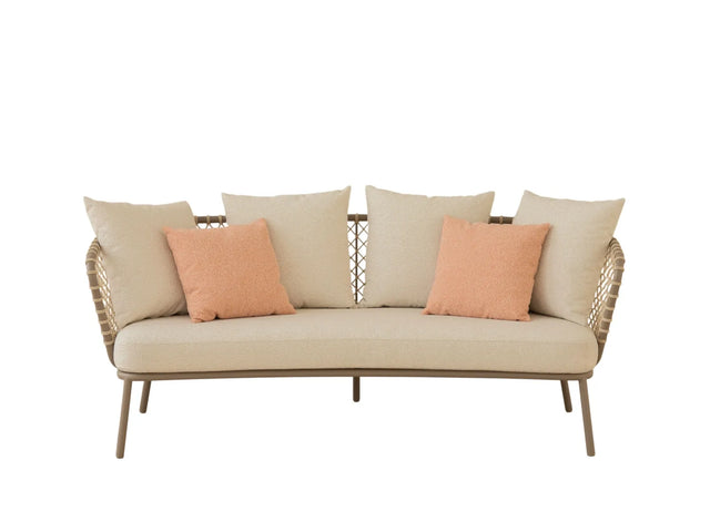 2-Sitzer Gartensofa Canar aus Aluminium und geflochtenem Seil Beige 201x88x80 von Micadoni – Produktbild 1