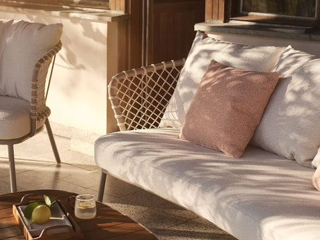 2-Sitzer Gartensofa Canar aus Aluminium und geflochtenem Seil Beige 201x88x80 von Micadoni – Produktbild 2