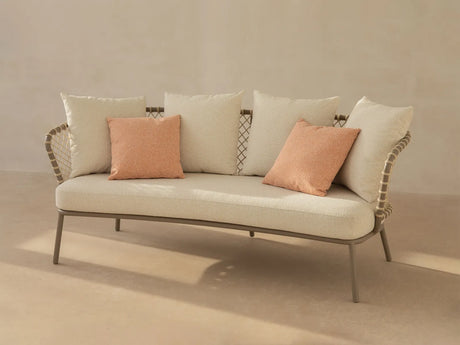 2-Sitzer Gartensofa Canar aus Aluminium und geflochtenem Seil Beige 201x88x80 von Micadoni – Produktbild 3