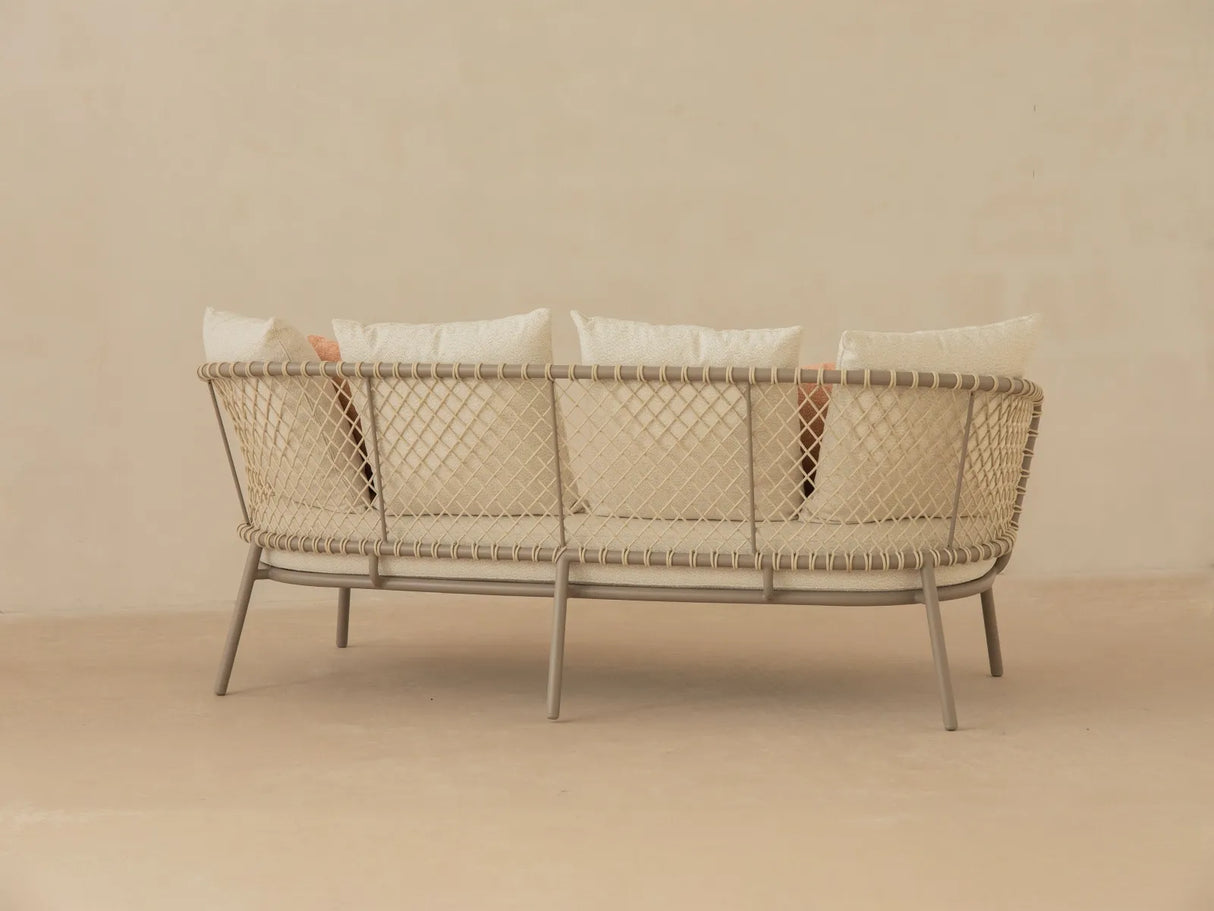 2-Sitzer Gartensofa Canar aus Aluminium und geflochtenem Seil Beige 201x88x80 von Micadoni – Produktbild 5