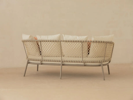 2-Sitzer Gartensofa Canar aus Aluminium und geflochtenem Seil Beige 201x88x80 von Micadoni – Produktbild 5