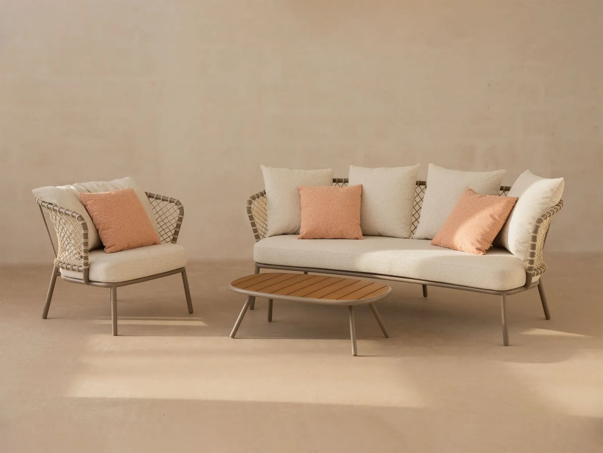 2-Sitzer Gartensofa Canar aus Aluminium und geflochtenem Seil Beige 201x88x80 von Micadoni – Produktbild 8