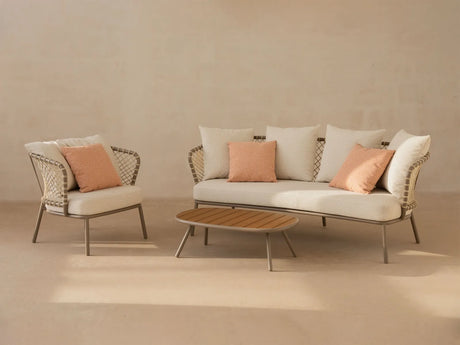 2-Sitzer Gartensofa Canar aus Aluminium und geflochtenem Seil Beige 201x88x80 von Micadoni – Produktbild 8