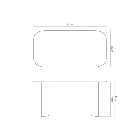 Aggie Esstisch mit Eichenholzplatte, 200x100x76 cm von Micadoni – Produktbild 3