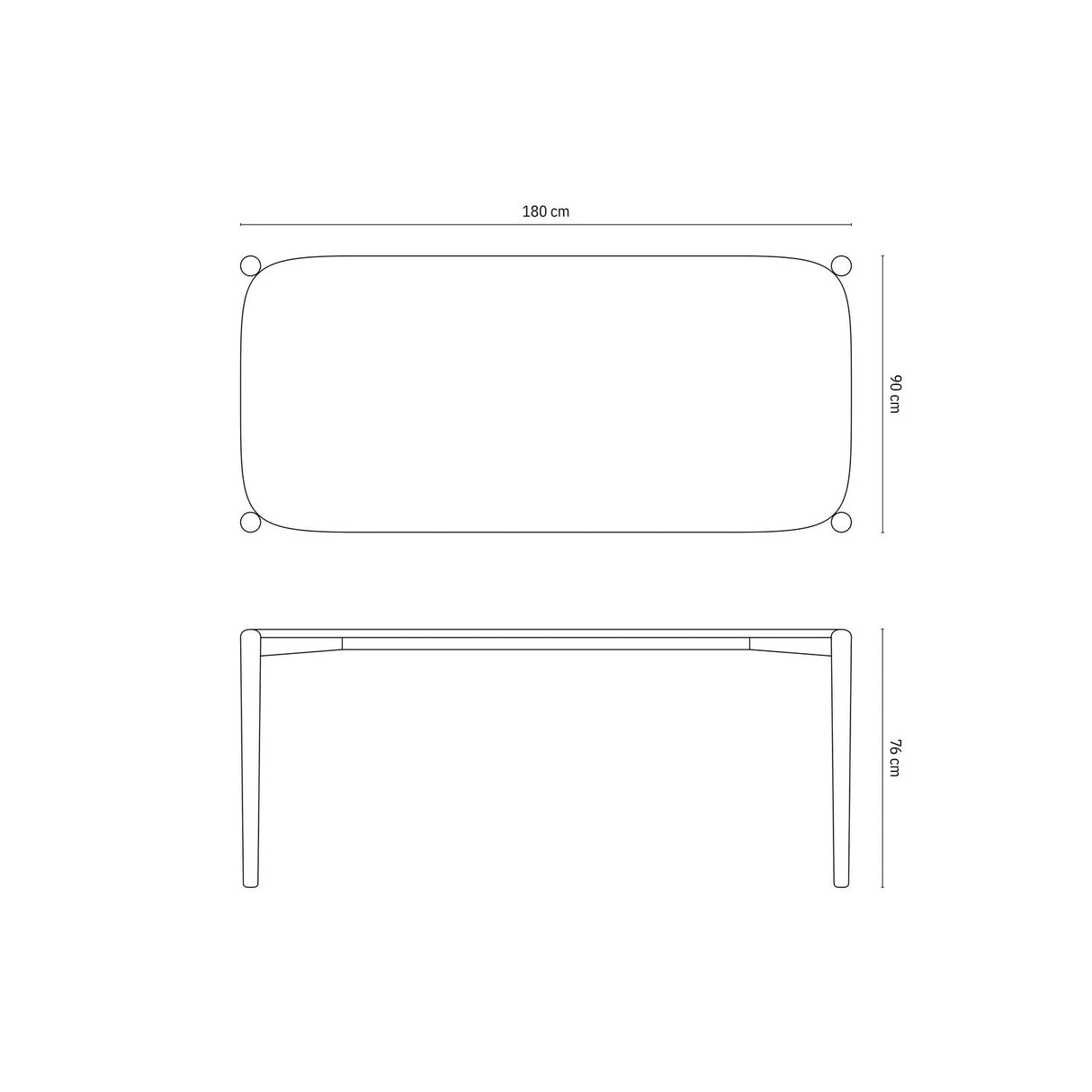 Aires Esstisch mit Eichenholzplatte 180x90x76 cm von Micadoni – Produktbild 3
