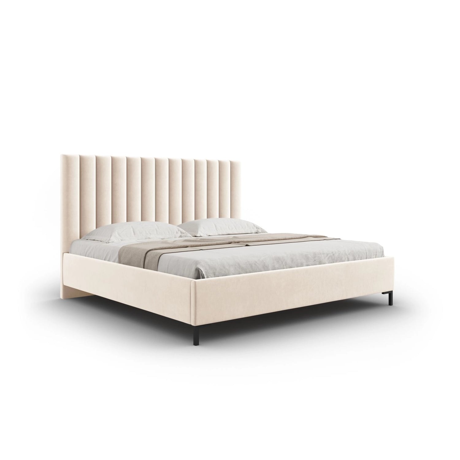 Allison Bett aus Samt in Leichtes Beige (Bluvel 22), für Matratzengrösse 180x200 cm von Micadoni – Bild 1
