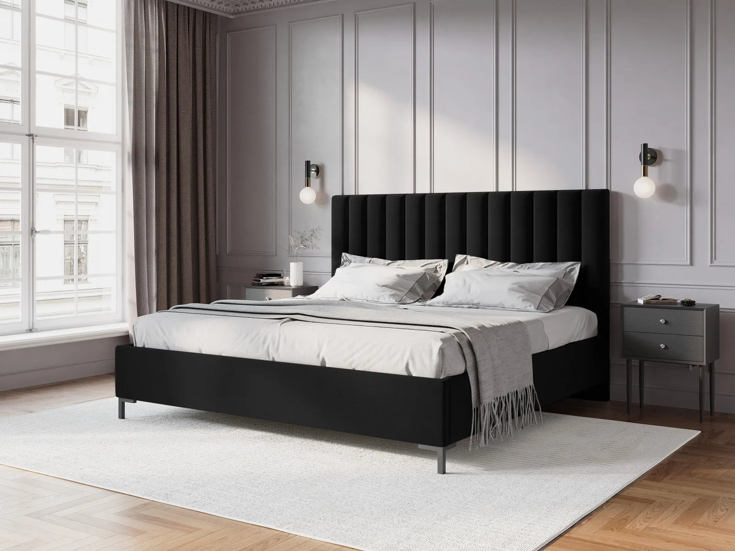 Allison Bett aus Samt in Schwarz (Bluvel 19), für Matratzengrösse 140x200 cm von Micadoni – Bild 2