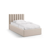 Allison Bett mit Kopfteil und Stauraum aus Samt in Dunkelbeige (Bluvel 30), 90x200 cm von Micadoni – Bild 1