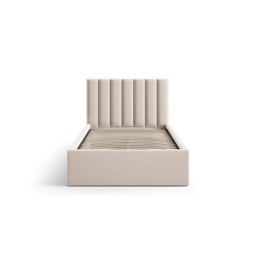 Allison Bett mit Kopfteil und Stauraum aus Samt in Dunkelbeige (Bluvel 30), 90x200 cm von Micadoni – Bild 3