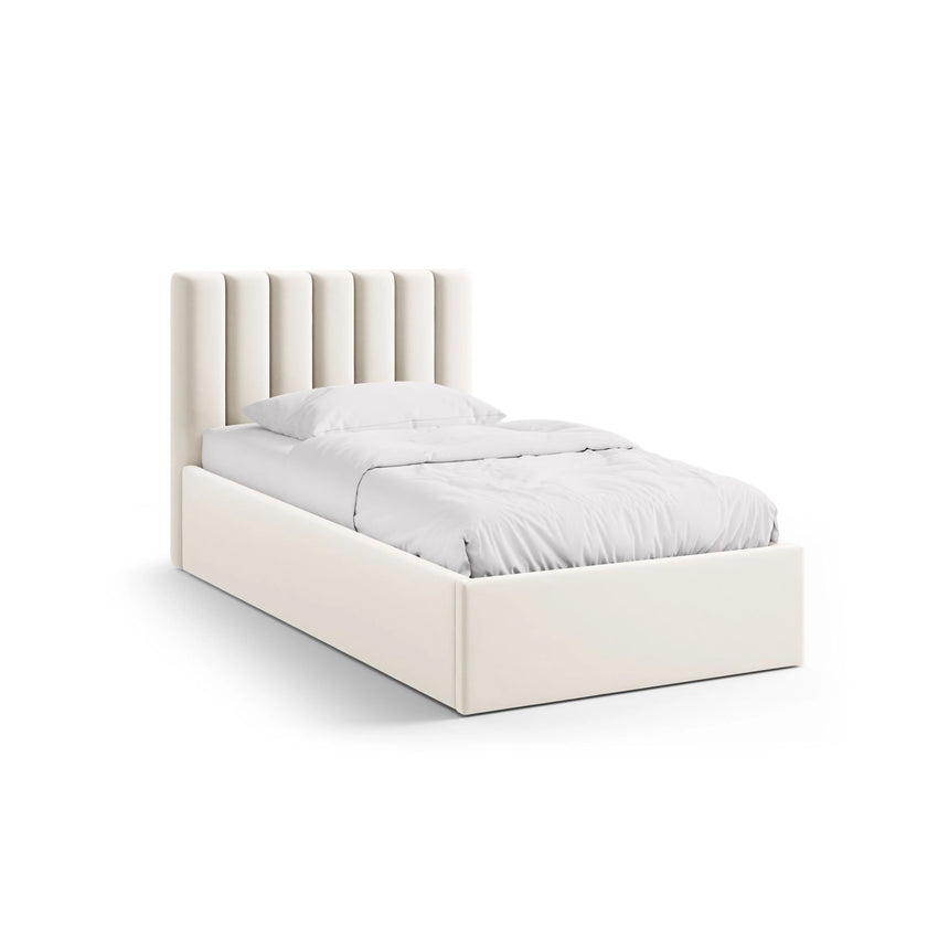 Allison Bett mit Kopfteil und Stauraum aus Samt in Leichtes Beige (Bluvel 22), 90x200 cm von Micadoni – Bild 1