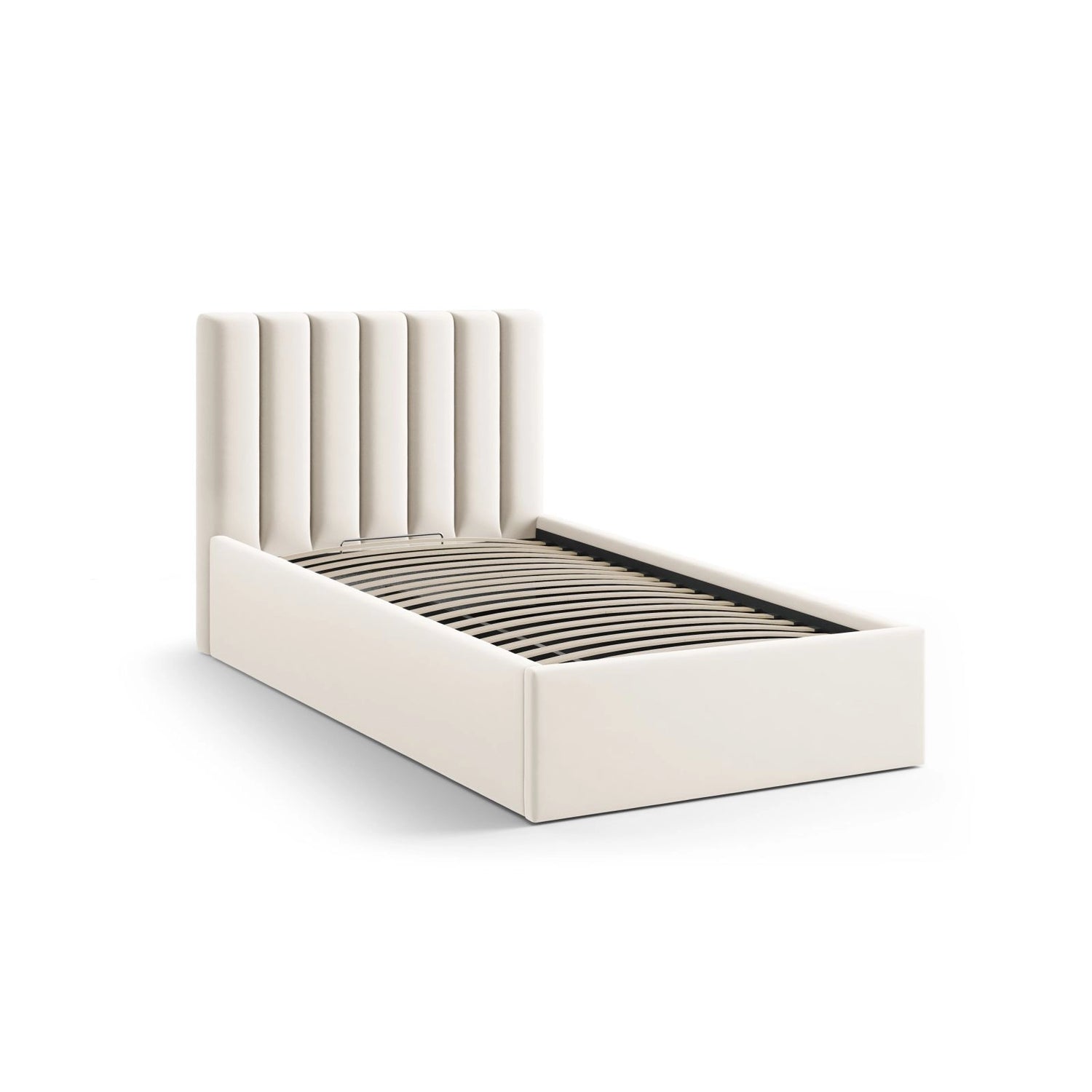 Allison Bett mit Kopfteil und Stauraum aus Samt in Leichtes Beige (Bluvel 22), 90x200 cm von Micadoni – Bild 4