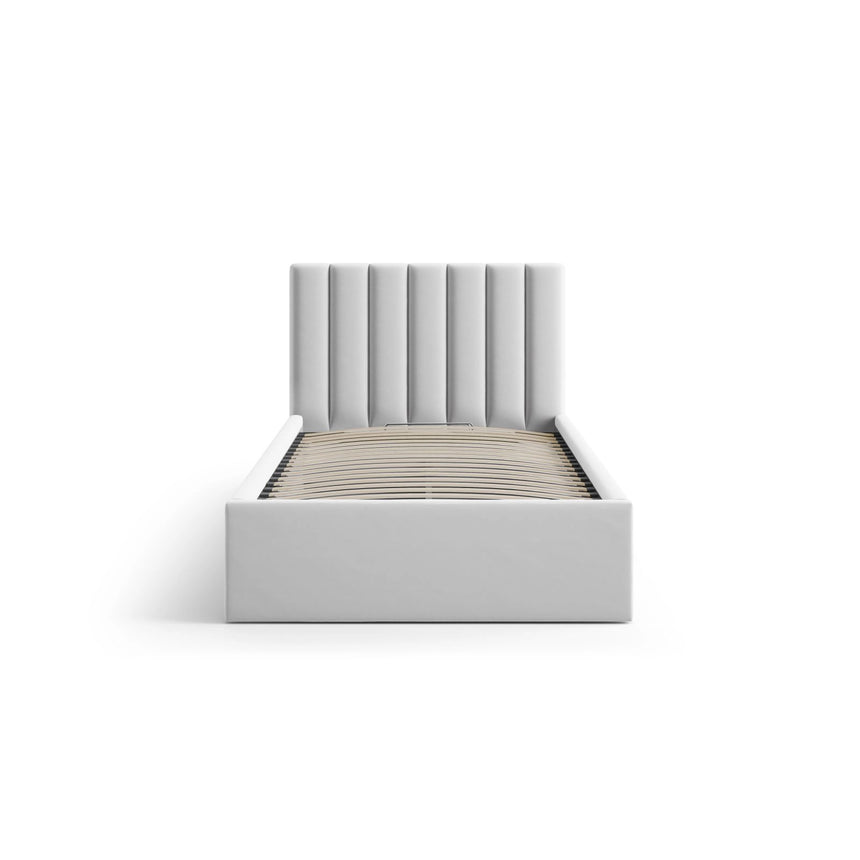 Allison Bett mit Kopfteil und Stauraum aus Samt in Silber (Bluvel 03), 90x200 cm von Micadoni – Bild 3