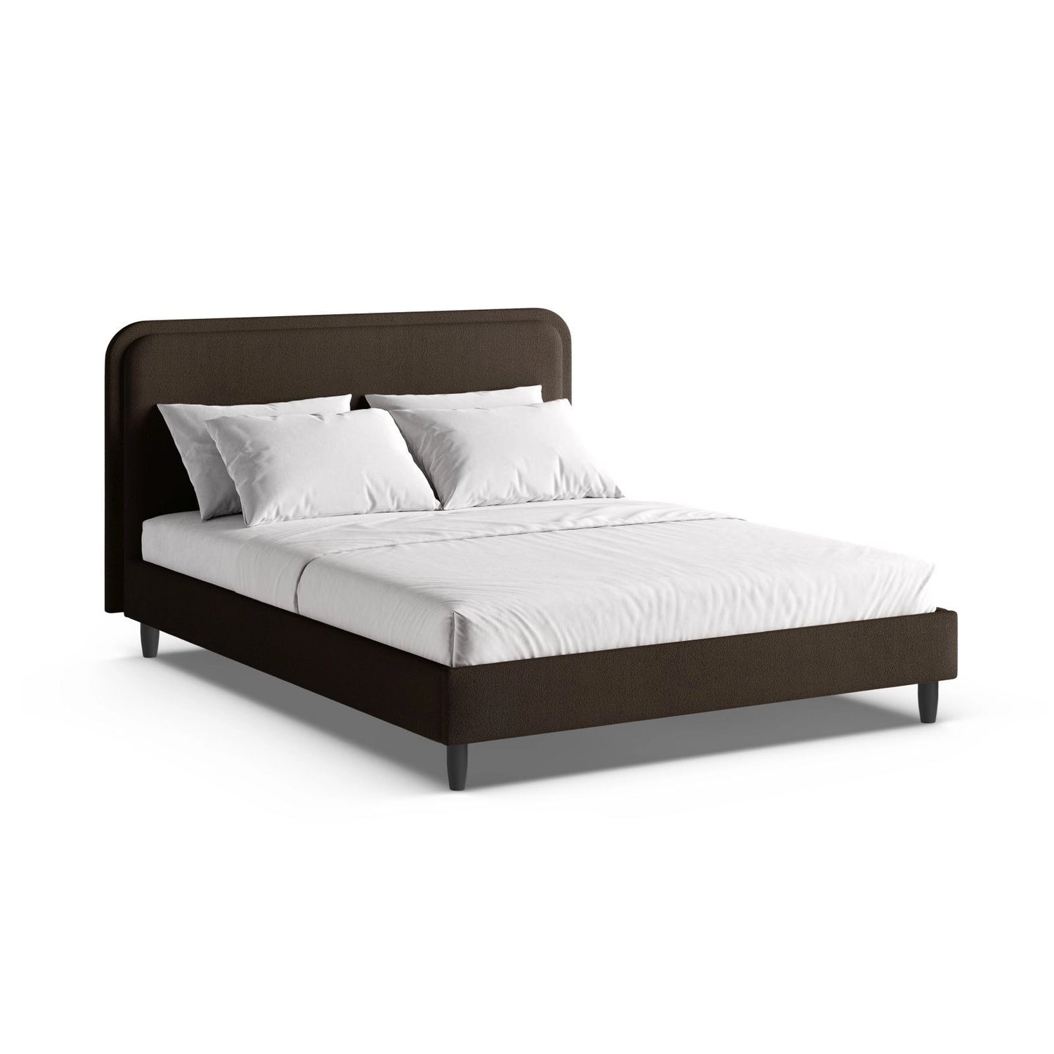 Aveline Bett mit Kopfteil aus Boucle in Braun (Baloo 2081), 200x200 cm von Micadoni – Bild 1