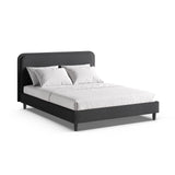Aveline Bett mit Kopfteil aus Boucle in Dunkelgrau (Baloo 2083), 140x200 cm von Micadoni – Bild 1