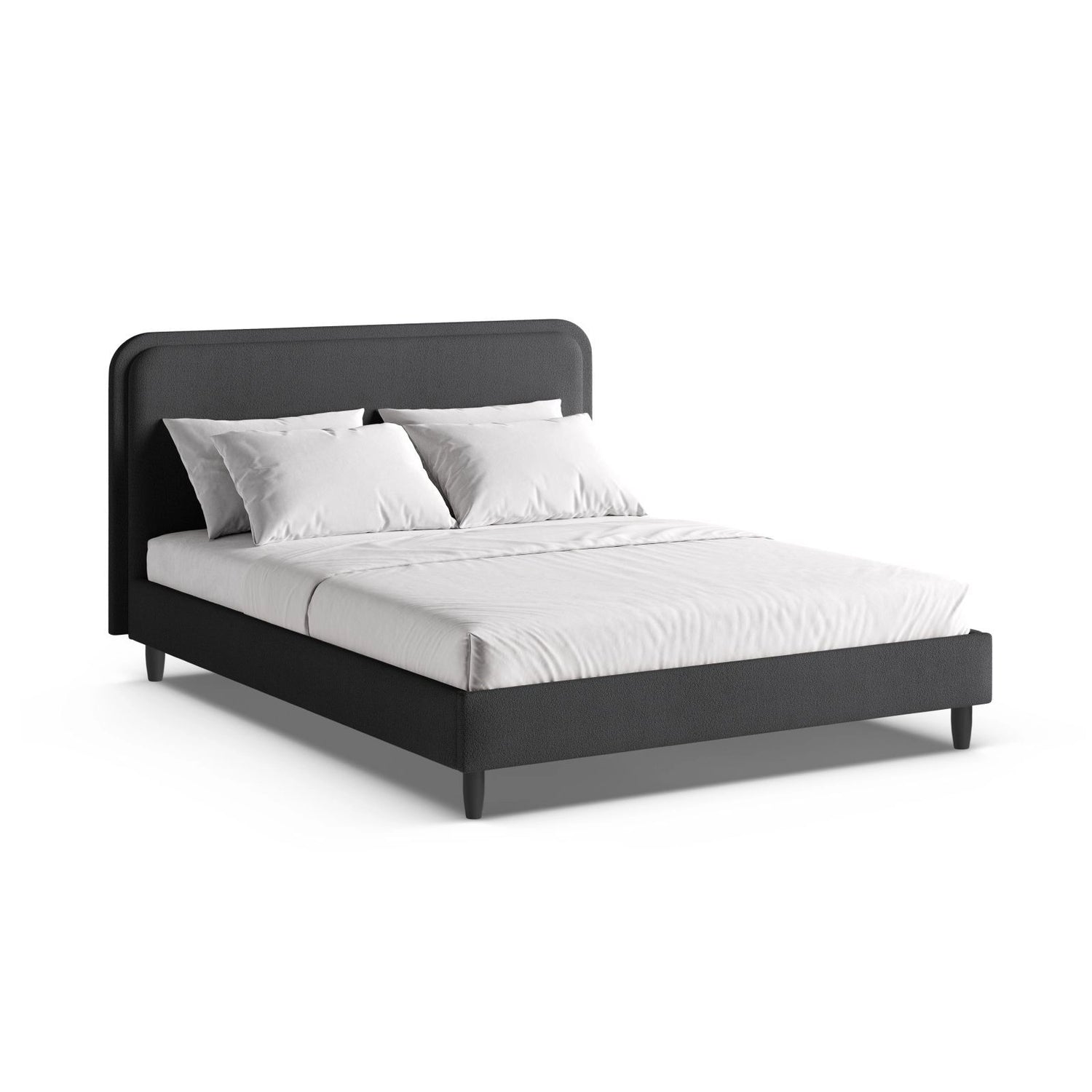 Aveline Bett mit Kopfteil aus Boucle in Dunkelgrau (Baloo 2083), 180x200 cm von Micadoni – Bild 1