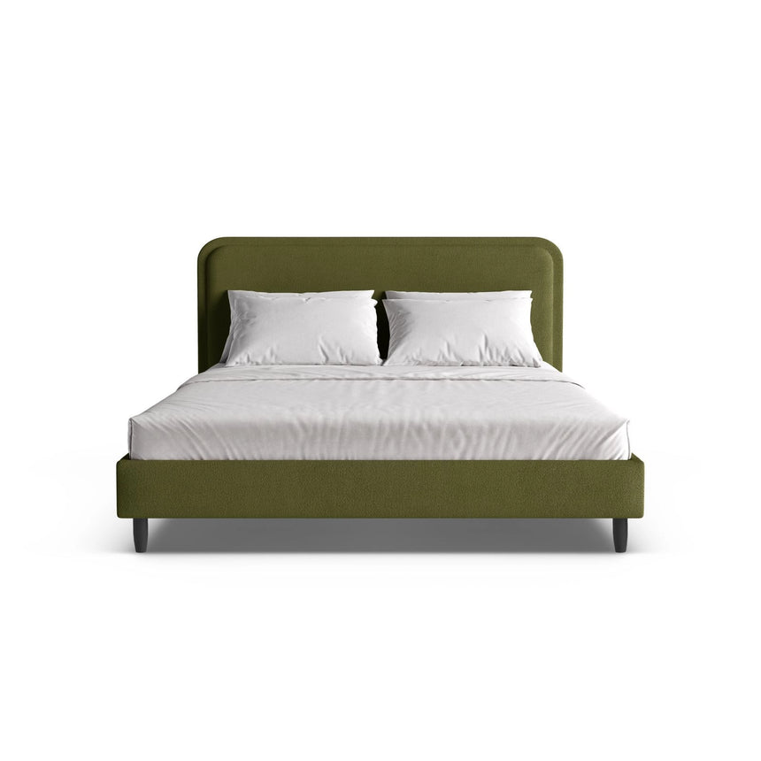Aveline Bett mit Kopfteil aus Boucle in Dunkles olivgrün (Baloo 2090), 200x200 cm von Micadoni – Bild 5