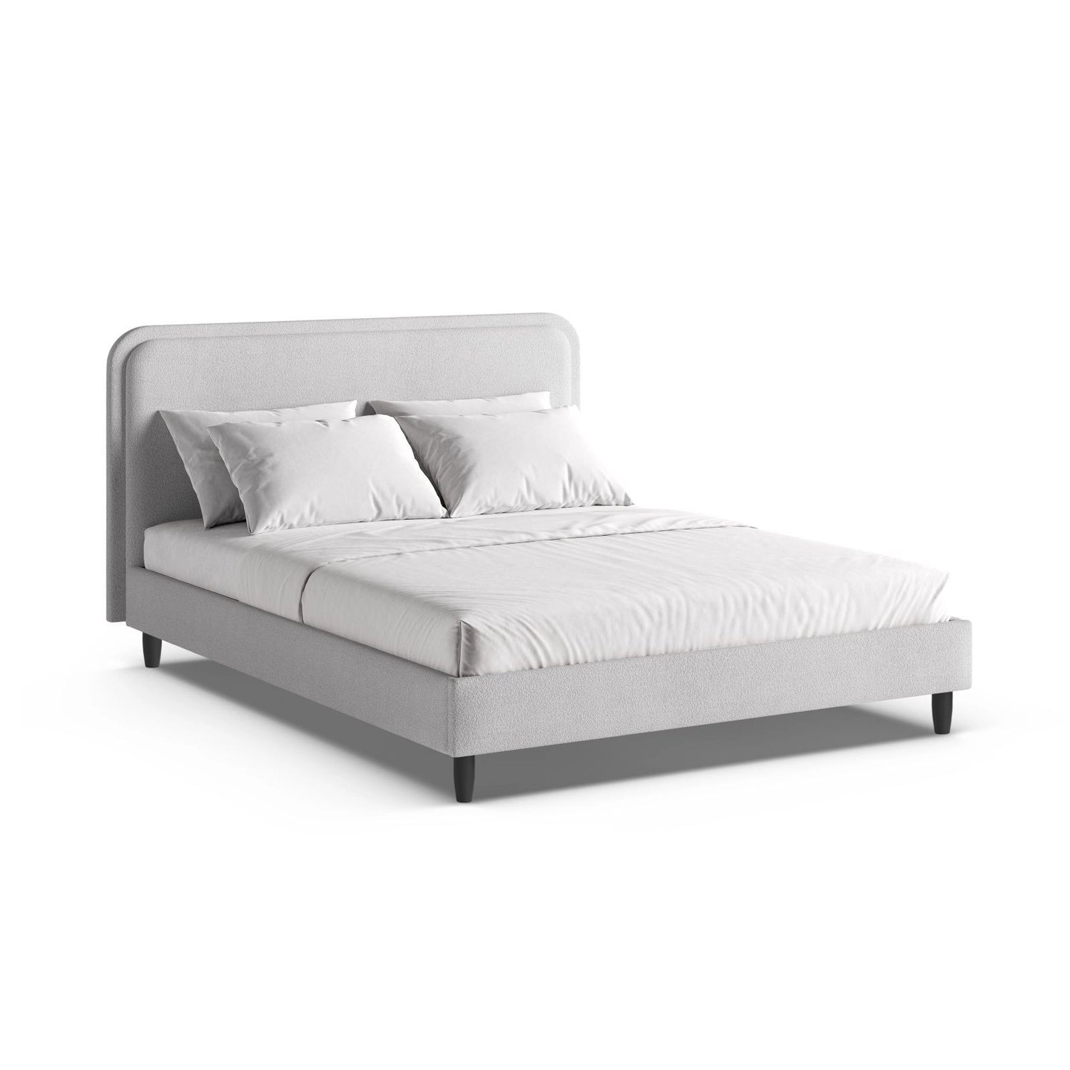 Aveline Bett mit Kopfteil aus Boucle in Hellgrau (Baloo 2085), 180x200 cm von Micadoni – Bild 1