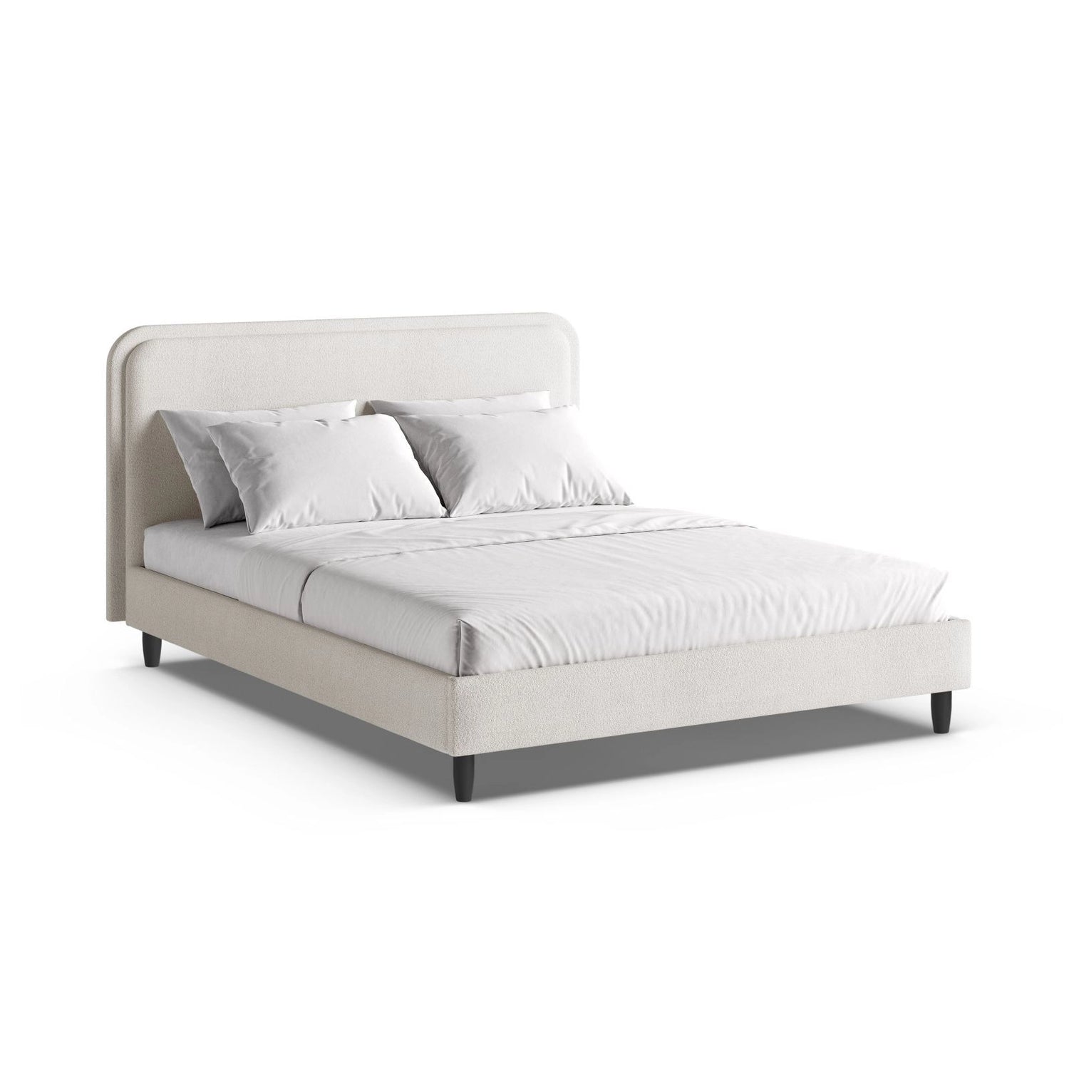 Aveline Bett mit Kopfteil aus Boucle in Samt, Boucle oder Strukturstoff, 140x200 cm von Micadoni – Bild 1