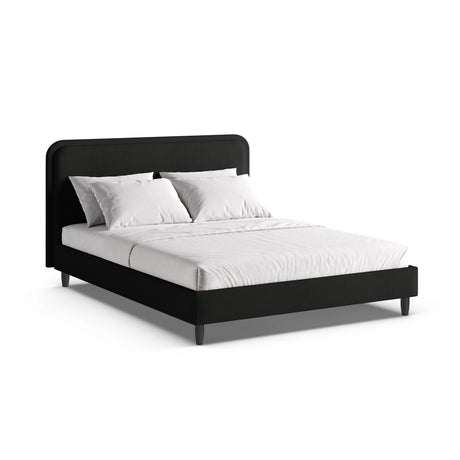 Aveline Bett mit Kopfteil aus Boucle in Schwarz (Baloo 2082), 140x200 cm von Micadoni – Bild 1