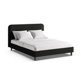 Aveline Bett mit Kopfteil aus Boucle in Schwarz (Baloo 2082), 160x200 cm von Micadoni – Bild 1