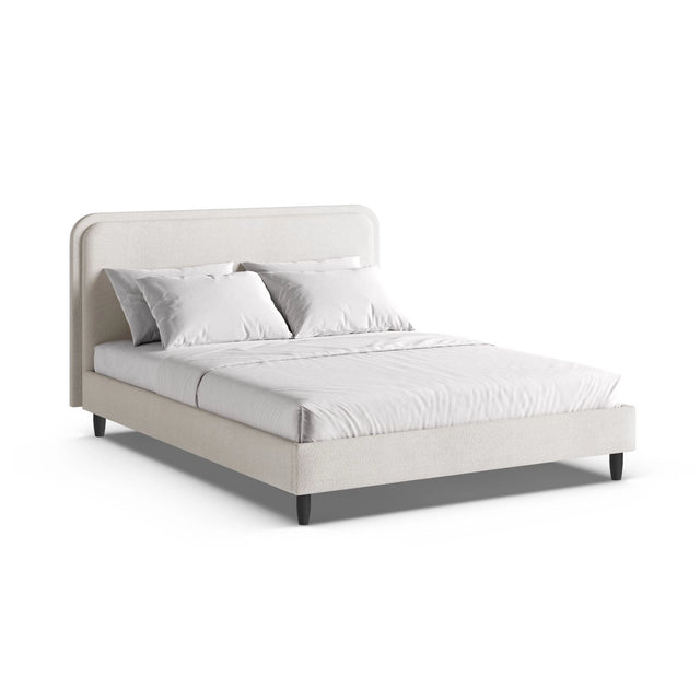 Aveline Bett mit Kopfteil aus Samt, Boucle oder Strukturstoff, 200x200 cm von Micadoni – Bild 1